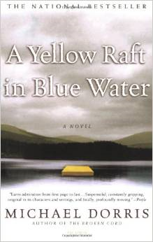 a yellow raft in blue water